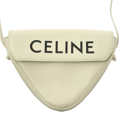 Celine Logo Triangle Shoulder Bag White