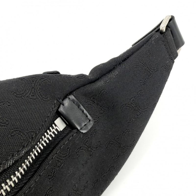 Celine Body Bag Triomphe Canvas Black Silver Har