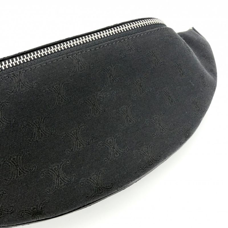 Celine Body Bag Triomphe Canvas Black Silver Har