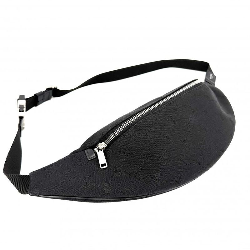 Celine Body Bag Triomphe Canvas Black Silver Har