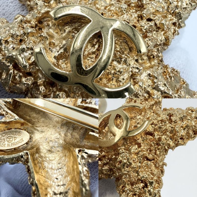 Chanel Brooch Star Demochif CC Logo Vintage Lava Magma