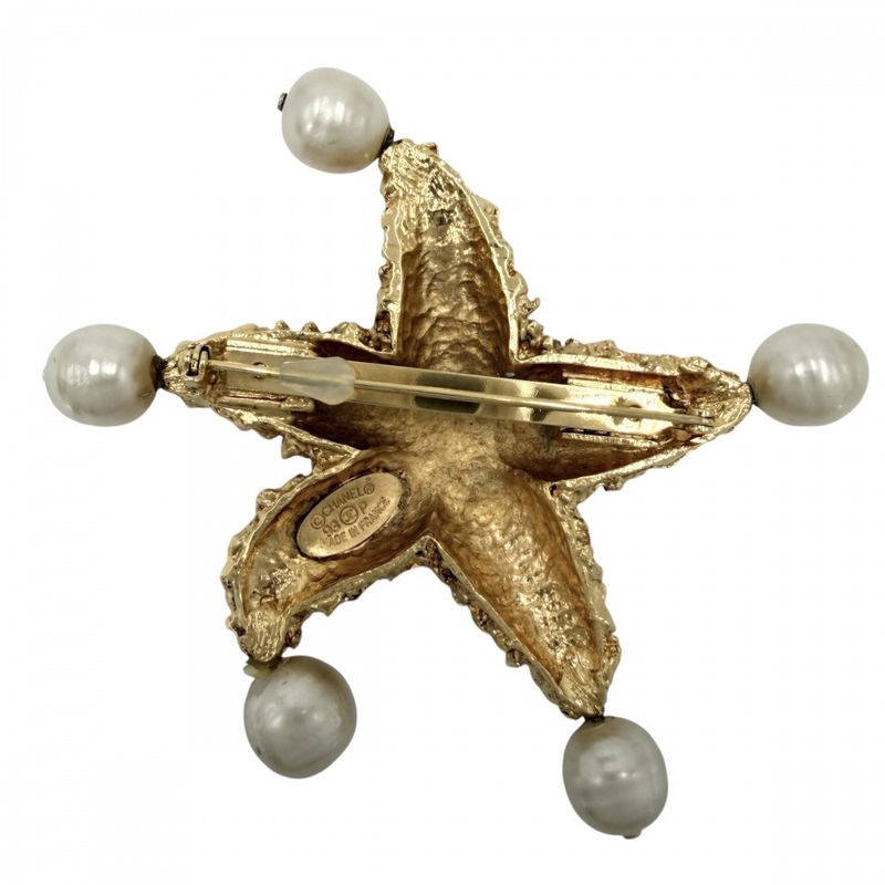 Chanel Brooch Star Demochif CC Logo Vintage Lava Magma