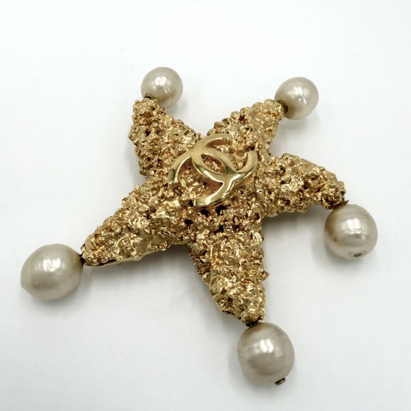 Chanel Brooch Star Demochif CC Logo Vintage Lava Magma