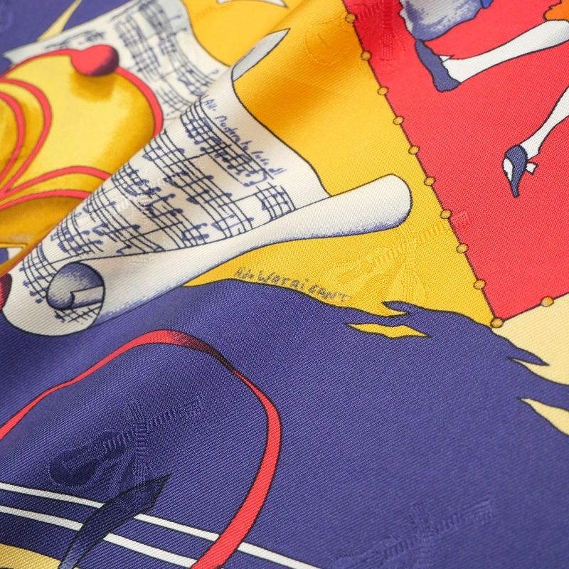 Hermes Carre 90 le Carnaval de Venise Carnival Scarf Silk Twill Navybased Multicolor