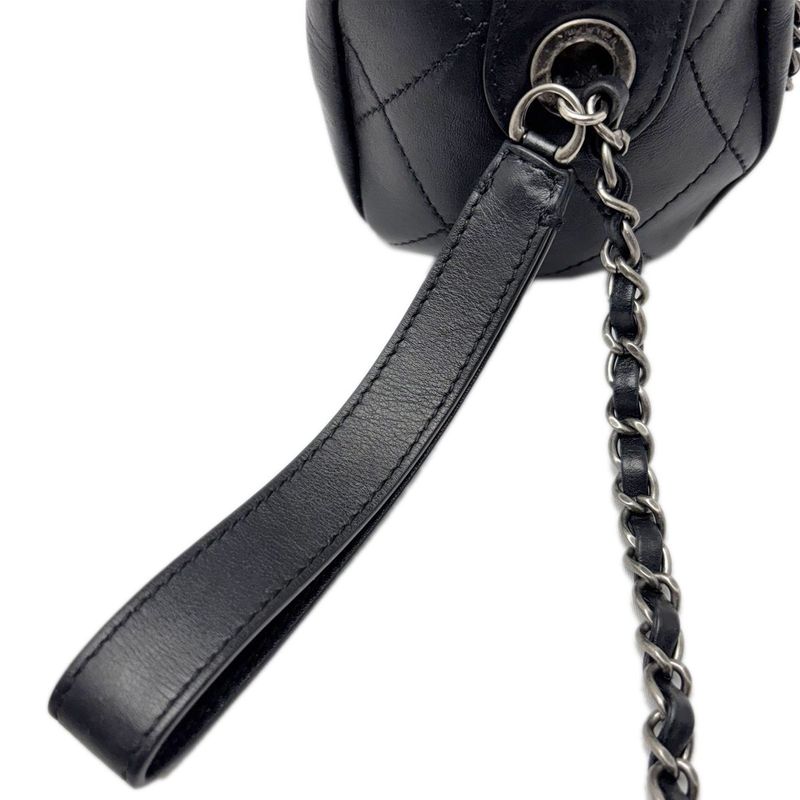 Chanel Bag Chain Shoulder 2-Way Logo Black Silver Gold Lambskin