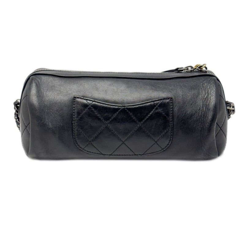 Chanel Bag Chain Shoulder 2-Way Logo Black Silver Gold Lambskin