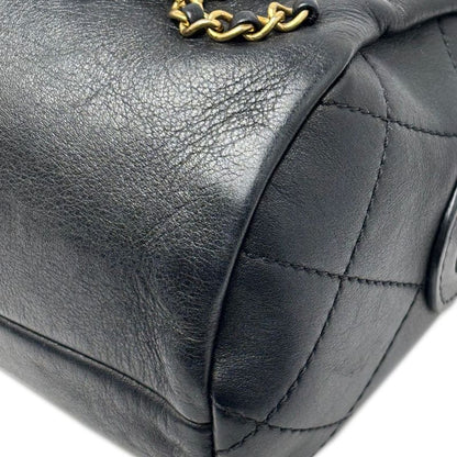 Chanel Bag Chain Shoulder 2-Way Logo Black Silver Gold Lambskin