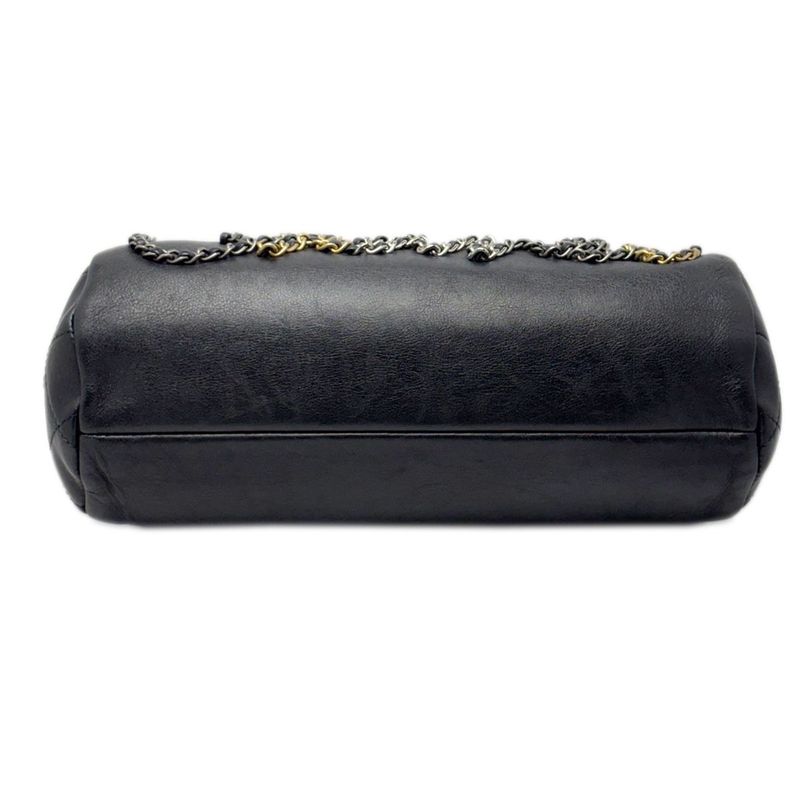 Chanel Bag Chain Shoulder 2-Way Logo Black Silver Gold Lambskin