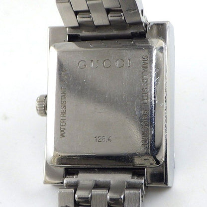 Gucci Watch Frame 128.4 3 Points Diamond Index Square White Shell Dial SS