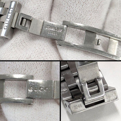 Gucci Watch Frame 128.4 3 Points Diamond Index Square White Shell Dial SS