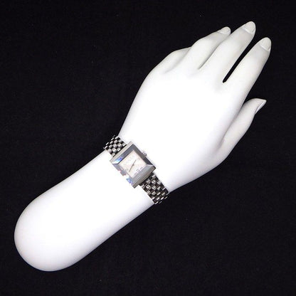 Gucci Watch Frame 128.4 3 Points Diamond Index Square White Shell Dial SS