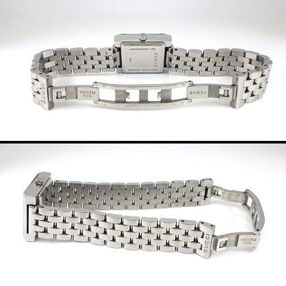 Gucci Watch Frame 128.4 3 Points Diamond Index Square White Shell Dial SS