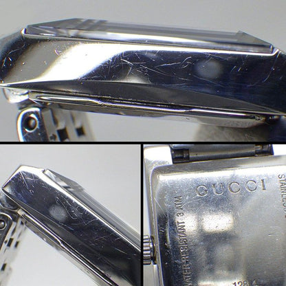 Gucci Watch Frame 128.4 3 Points Diamond Index Square White Shell Dial SS