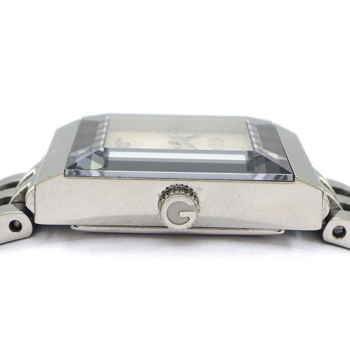 Gucci Watch Frame 128.4 3 Points Diamond Index Square White Shell Dial SS