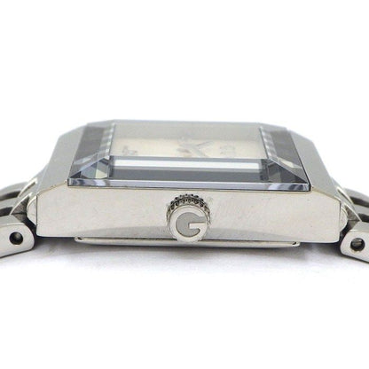Gucci Watch Frame 128.4 3 Points Diamond Index Square White Shell Dial SS
