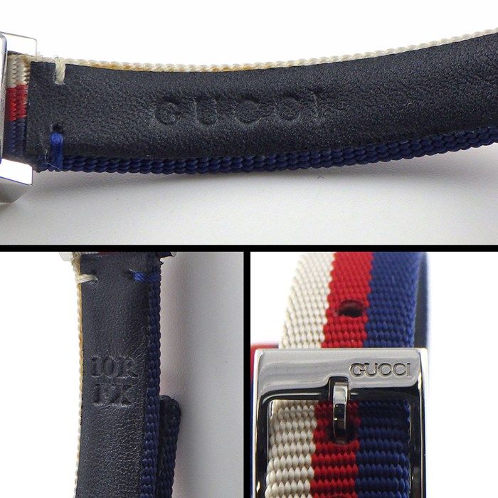 Gucci Watch Frame 147.5 Rectangular White Red Navy Dial Long