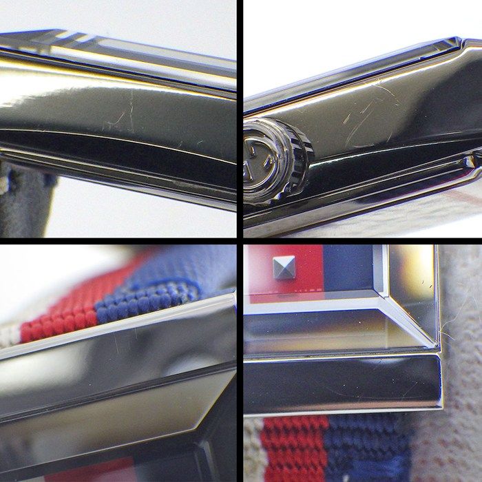 Gucci Watch Frame 147.5 Rectangular White Red Navy Dial Long