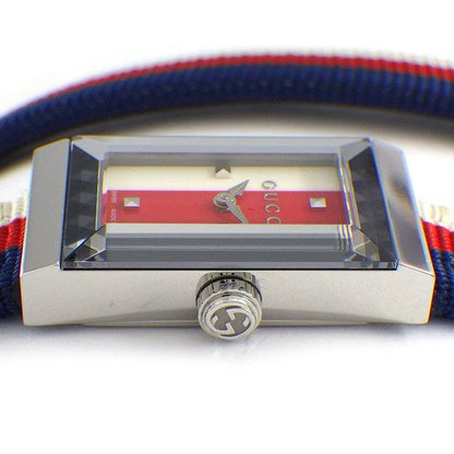 Gucci Watch Frame 147.5 Rectangular White Red Navy Dial Long