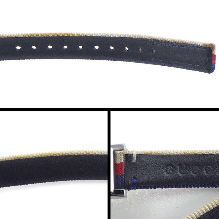 Gucci Watch Frame 147.5 Rectangular White Red Navy Dial Long
