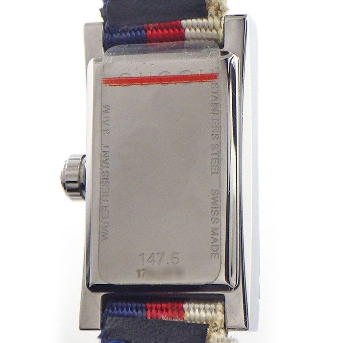 Gucci Watch Frame 147.5 Rectangular White Red Navy Dial Long