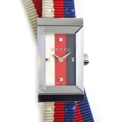 Gucci Watch Frame 147.5 Rectangular White Red Navy Dial Long