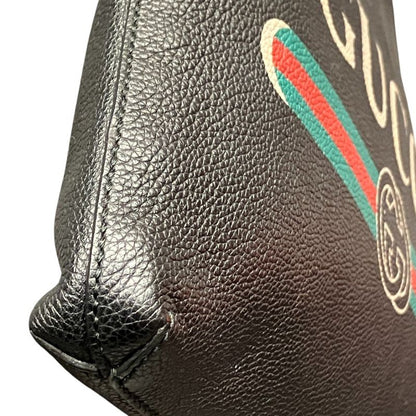 Gucci Logo Print Clutch Leather