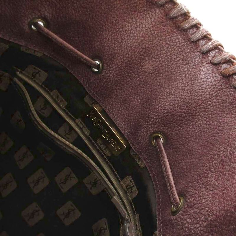 Saint Laurent Yves Vintage Drawstring Shoulder Bag Leather