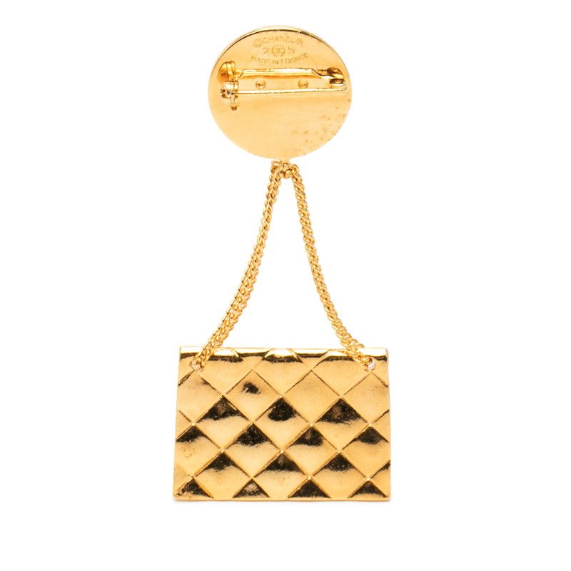 Chanel CC Logo Quilted Bag Motif Vintage Gold Plated