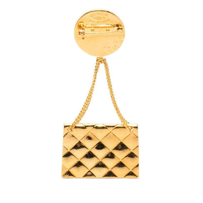 Chanel CC Logo Quilted Bag Motif Vintage Gold Plated