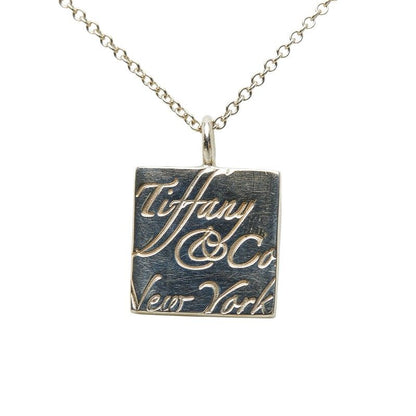 Tiffany & Co. Notes Square Logo Plate Silver