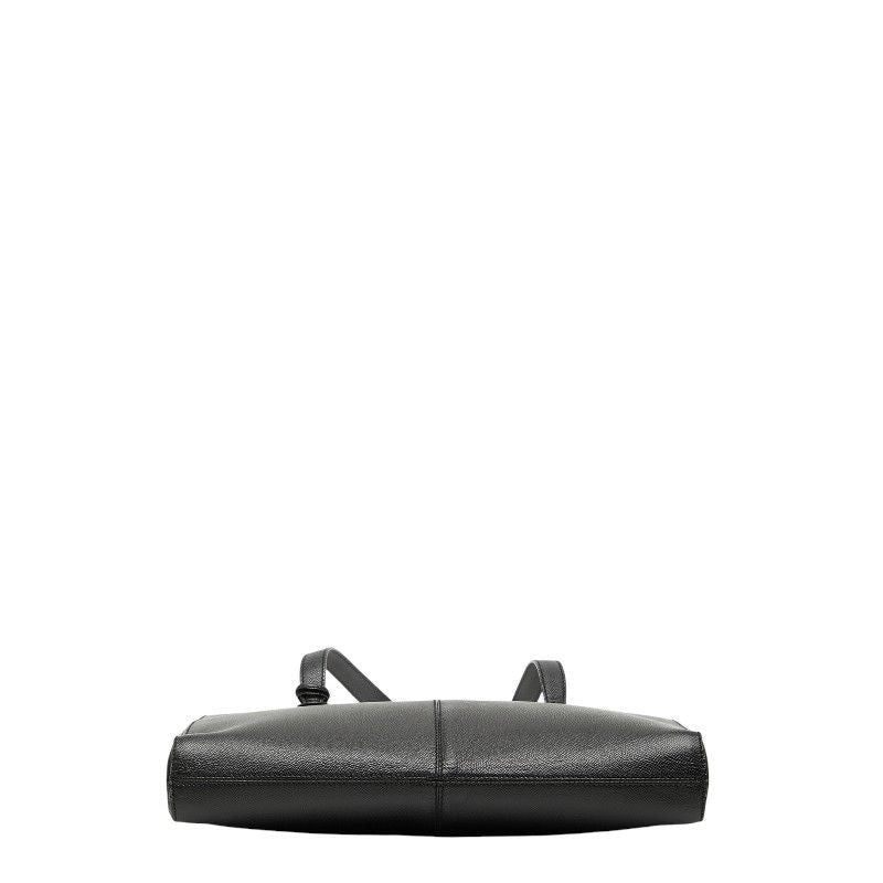 Chanel Logo Charm Tote Shoulder Bag Black Caviar Leather