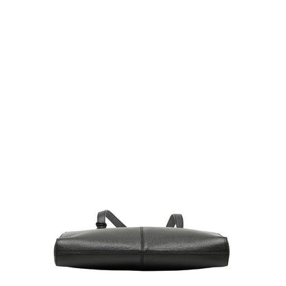Chanel Logo Charm Tote Shoulder Bag Black Caviar Leather