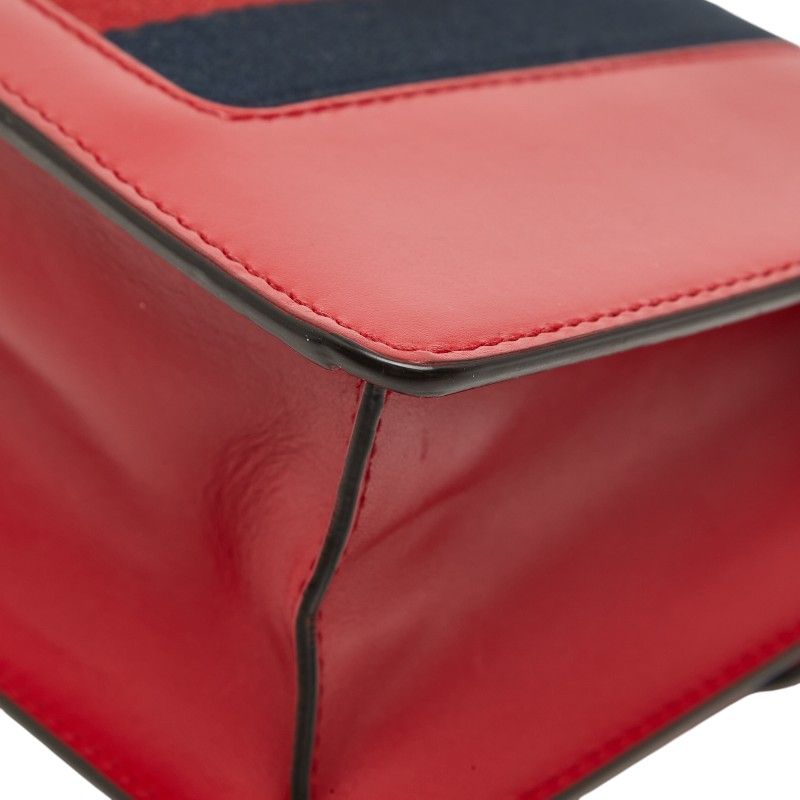 Gucci Sherry Line Sylvie Small Crossbody Chain Shoulder Bag Red Leather