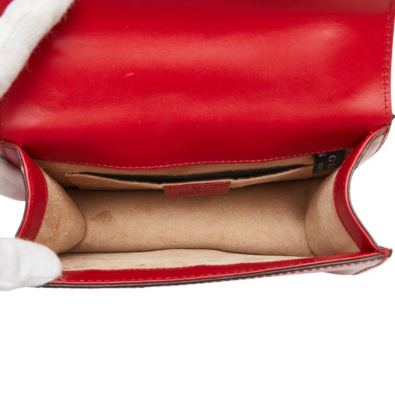 Gucci Sherry Line Sylvie Small Crossbody Chain Shoulder Bag Red Leather