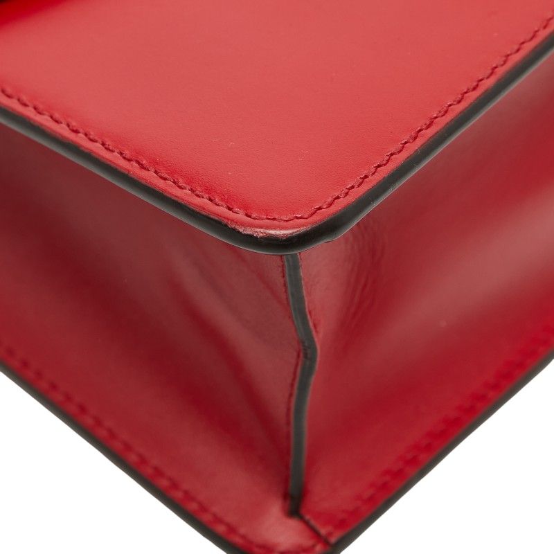 Gucci Sherry Line Sylvie Small Crossbody Chain Shoulder Bag Red Leather