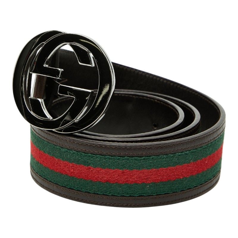 Gucci Interlocking Sherry Line Belt 36 Brown Multicolor Leather