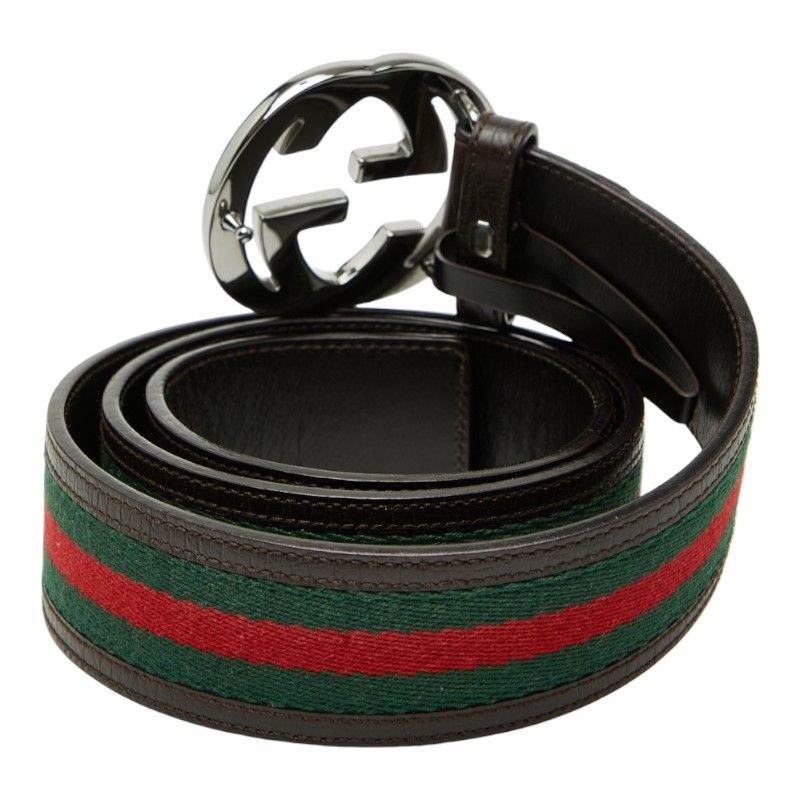 Gucci Interlocking Sherry Line Belt 36 Brown Multicolor Leather