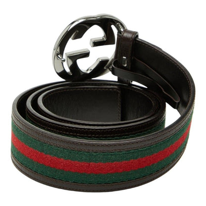 Gucci Interlocking Sherry Line Belt 36 Brown Multicolor Leather