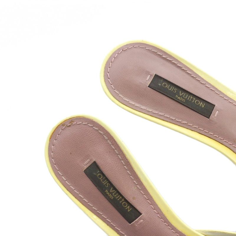 Louis Vuitton Mule Sandals Logo Leather Monogram 36 Brown Yellow