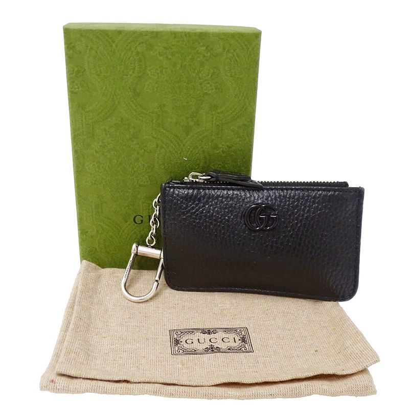 Gucci Wallet Coin Case Petit Marmont Leather Black