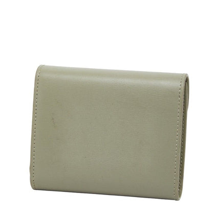 Celine Triomphe Compact Wallet Trifold Wallet Golden Khaki Green Leather