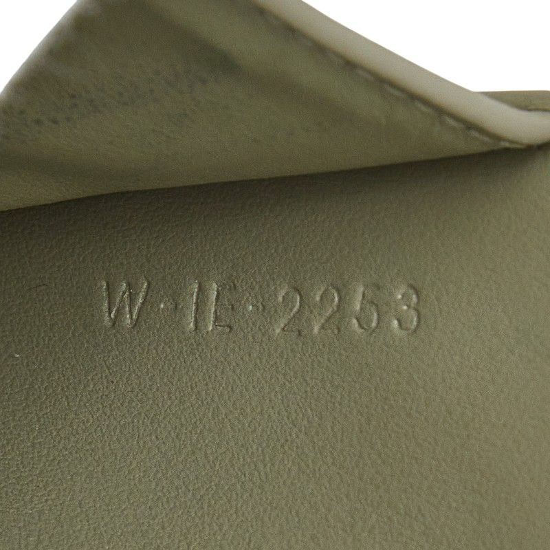 Celine Triomphe Compact Wallet Trifold Wallet Golden Khaki Green Leather
