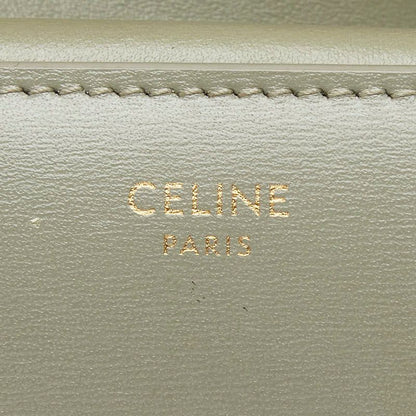 Celine Triomphe Compact Wallet Trifold Wallet Golden Khaki Green Leather