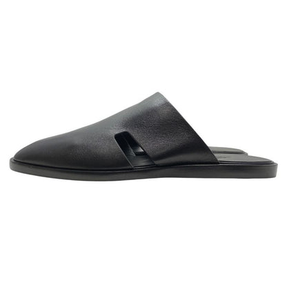 Hermes Motif Mule Sandals Slippers Rat Shoes Black Leather