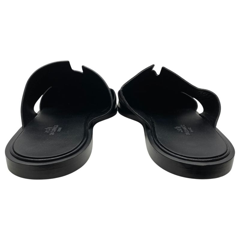Hermes Motif Mule Sandals Slippers Rat Shoes Black Leather