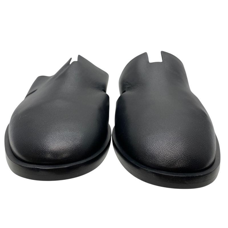 Hermes Motif Mule Sandals Slippers Rat Shoes Black Leather