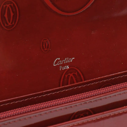Cartier Wallet Double C Bordeaux Patent Leather Silver — view 7