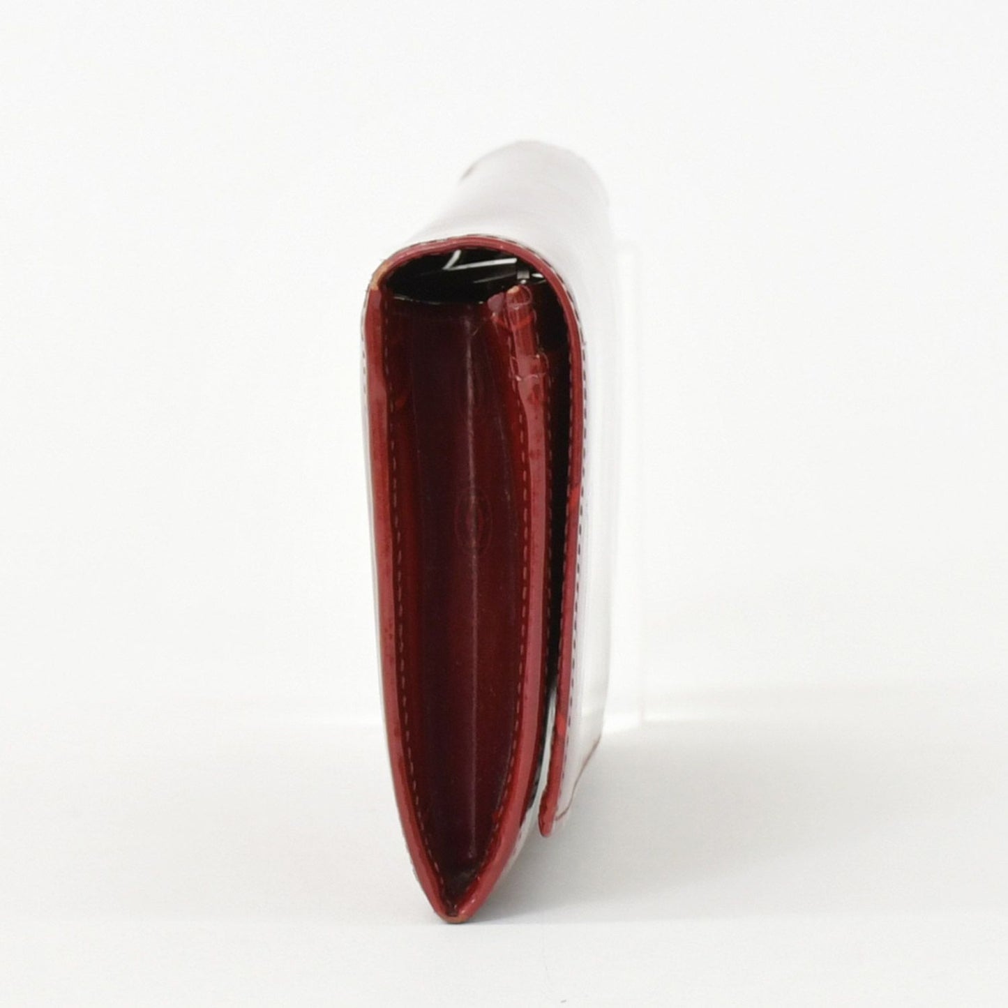 Cartier Wallet Double C Bordeaux Patent Leather Silver — view 5