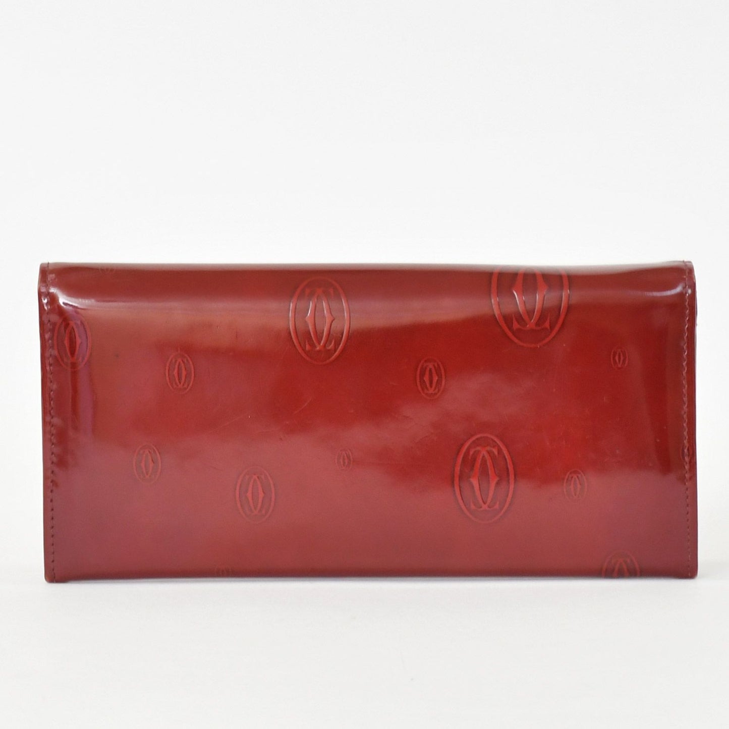 Cartier Wallet Double C Bordeaux Patent Leather Silver — view 4