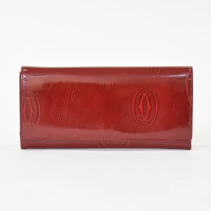 Cartier Wallet Double C Bordeaux Patent Leather Silver — view 2